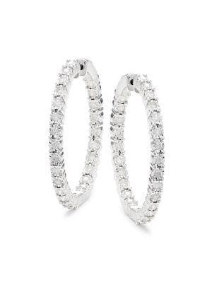 Effy ENY
Sterling Silver & 0.21 TCW Diamond Hoop Earrings