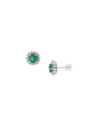 Effy
Golden Finds 14K White Gold, Emerald & Diamond Stud Earrings