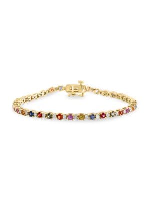 Effy ENY
 14K Goldplated Sterling Silver, Sapphire & Diamond Bracelet