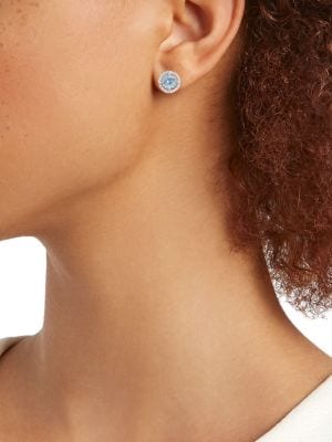 Effy
14K White Gold, Aquamarine & Diamond Round Stud Earrings