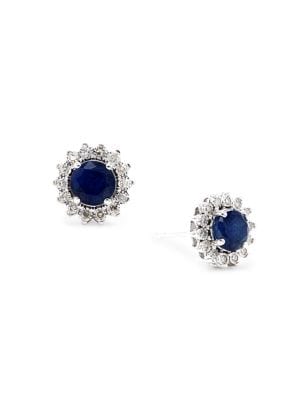 Effy
 14K White Gold, Natural Sapphire & Diamond Stud Earrings
