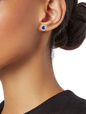Effy
14K White Gold, Natural Sapphire & Diamond Stud Earrings