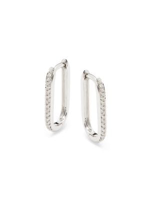 Saks Fifth Avenue
14K White Gold & 0.08 TCW Diamond Paperclip Link Hoop Earrings