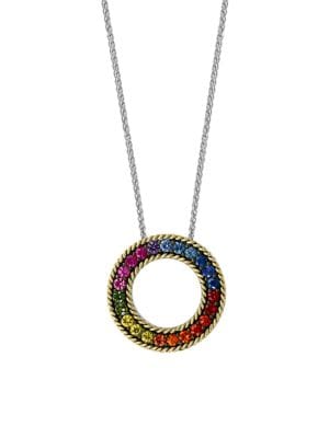 Effy
18K Yellow Gold, Sterling Silver & Multicolor Sapphire Pendant Necklace