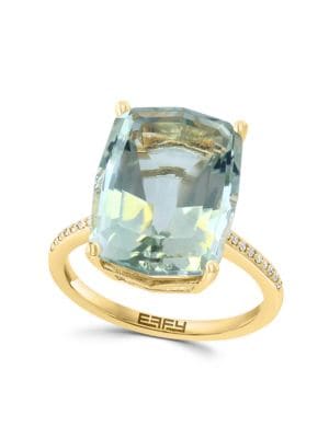 Effy
14K Yellow Gold, Green Amethyst & Diamond Ring
