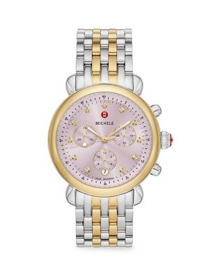 Michele
CSX 38MM Two Tone 18K Yellow Goldplated & Stainless Steel Diamond Chronograph Watch