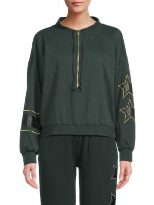 Vintage Havana
Surfwash Faux Leather Appliqué Zip Up Pullover