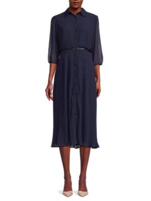 Focus by Shani
Pleated Georgette Midi Shirt Dress