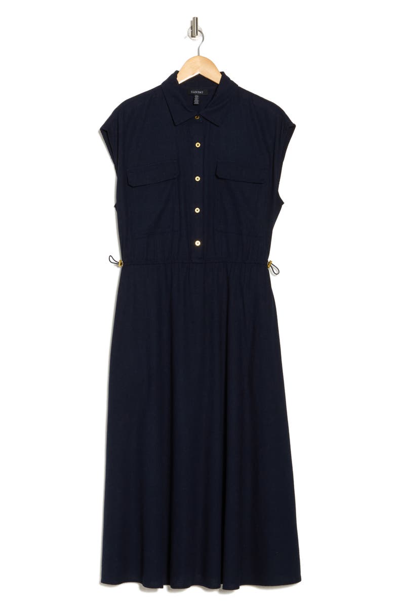 Ellen Tracy Drawcord Waist Midi Shirtdress