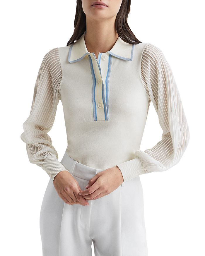 REISS - Fran Mesh Trim Top