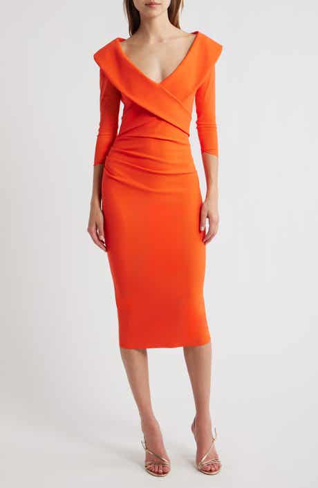 Flutter Sleeve Pleated Midi Dress