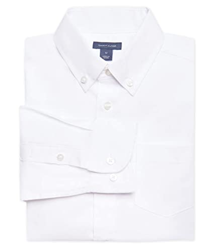 Tommy Hilfiger Boy's Oxford Long Sleeve Dress Shirt, Collared Button-down With Chest Pocket, Regular Fit