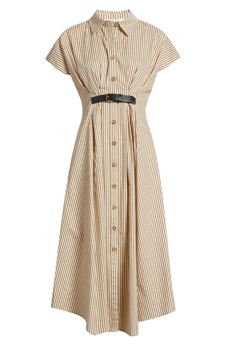 ZOE AND CLAIRE Stripe Belted Detail Cotton Shirtdress