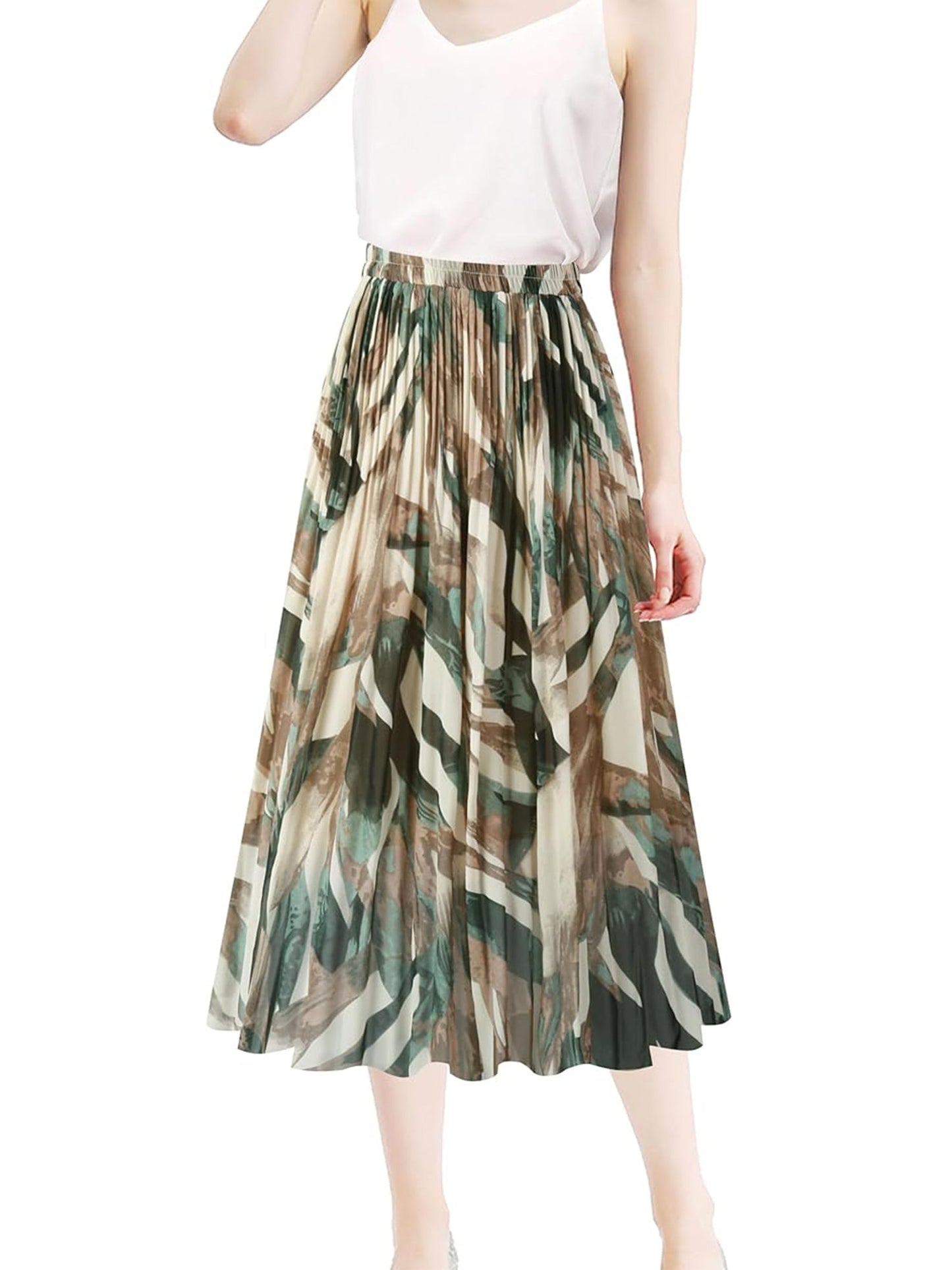 Walmart VDJ Women Floral Printed Skirts High Waisted Flattering Summer Beach A-Line Flowy Midi Skirtw for Ladies Size L