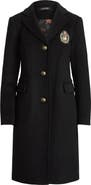Crest Patch Wool Blend Reefer Coat
