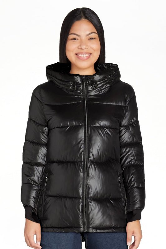 thumbnail image 1 of BCBG Paris Women's and Women's Plus Hooded Puffer Jacket, Heavyweight, Sizes S-3X, 1 of 8