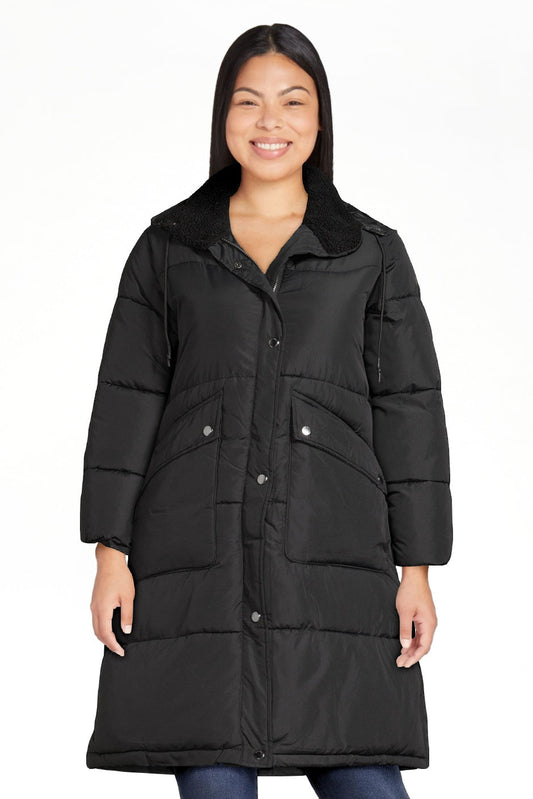 thumbnail image 1 of Big Chill Women's and Women's Plus Maxi Puffer Coat with Hood, Heavyweight, Sizes S-3X, 1 of 9