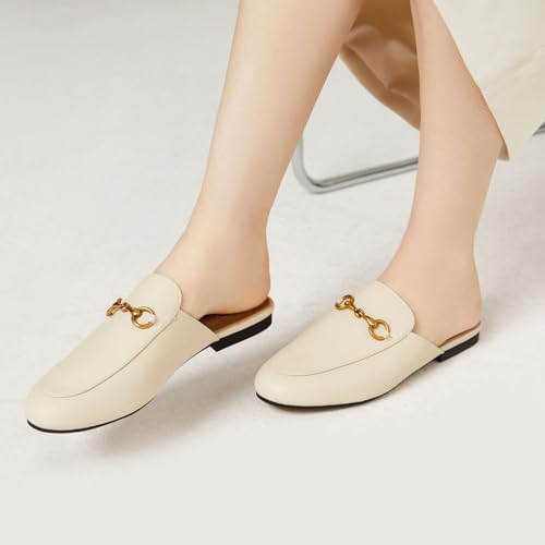 Amazon Vertundy Women's Mules Low Heel Flats Leather Slip On Backless Sandals for Girls Lady Work Slides