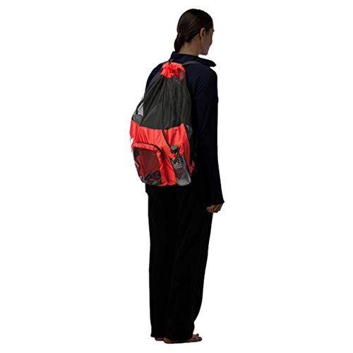 Amazon TYR Big Mesh Mummy Backpack for Swim, Gym and Workout Gear, Black, 40-Liter Capacity