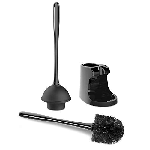 Amazon MR.SIGA Toilet Plunger and Bowl Brush Combo for Bathroom Cleaning, Black, 1 Set