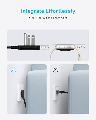 Anker Flat Plug Power Strip 300J, USB C Power Strip, 10-in-1 Ultra Thin Power Strip with 6 AC, 2 USB A and 2 USB C Ports,5feet Extension Cord, Desk Charging Station,Home Office College Dorm - Black