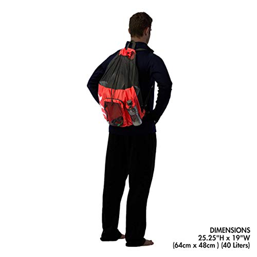 Amazon TYR Big Mesh Mummy Backpack for Swim, Gym and Workout Gear, Black, 40-Liter Capacity