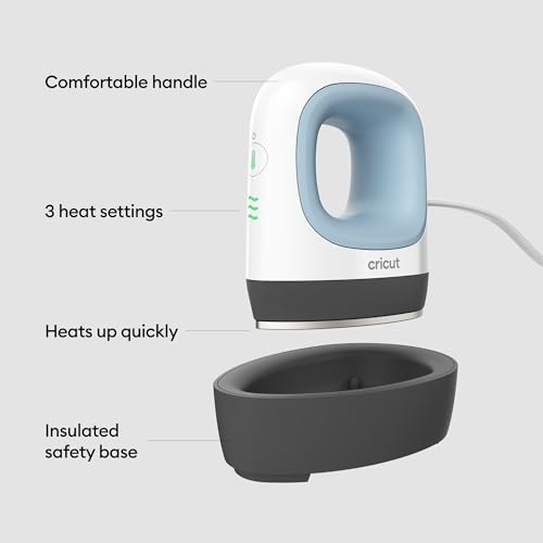 Amazon Cricut EasyPress Mini for Heat-Pressing Small Objects Like Shoes, Stuffed Animals, Hats and More, Features 3 Heat Settings & Precision Tip, Ceramic-Coated Heat Plate, Compact & Lightweight, Zen Blue