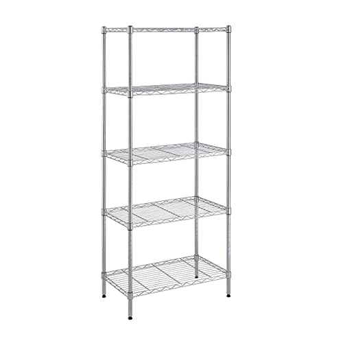 Amazon Basics 5-Shelf Narrow Adjustable Storage Shelving Unit, 200 Pound Loading Capacity per Shelf, Steel Organizer Wire Rack, 23.2 x 13.4 x 60 inches (LxWxH), Chrome
