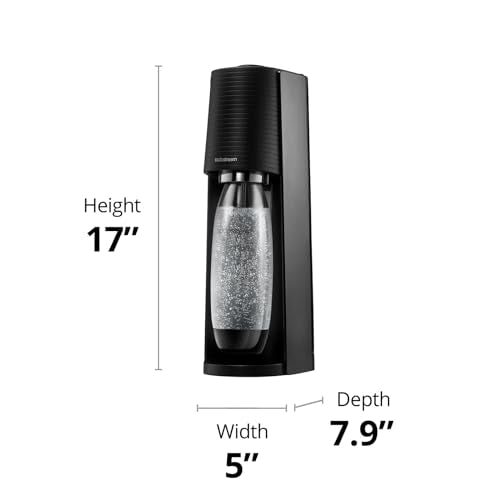 Amazon SodaStream Terra Sparkling Water Maker Bundle (Black), with CO2, DWS Bottles, and Bubly Drops Flavors