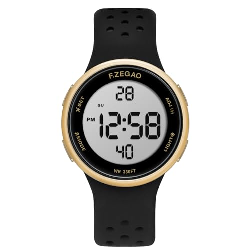 Digital Watch Mens Womens, Unisex 10ATM Waterproof Watch for Swimming Soft Double Injected Silicone Band, Sport Watches with Stopwatch Alarm Countdown Dual Time Mutifunction