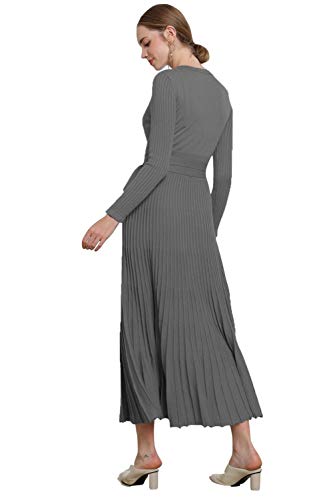 Amazon RanRui Womens Winter Fall Pleated Knitted Fit and Flare Long Sleeve Sweater Dress