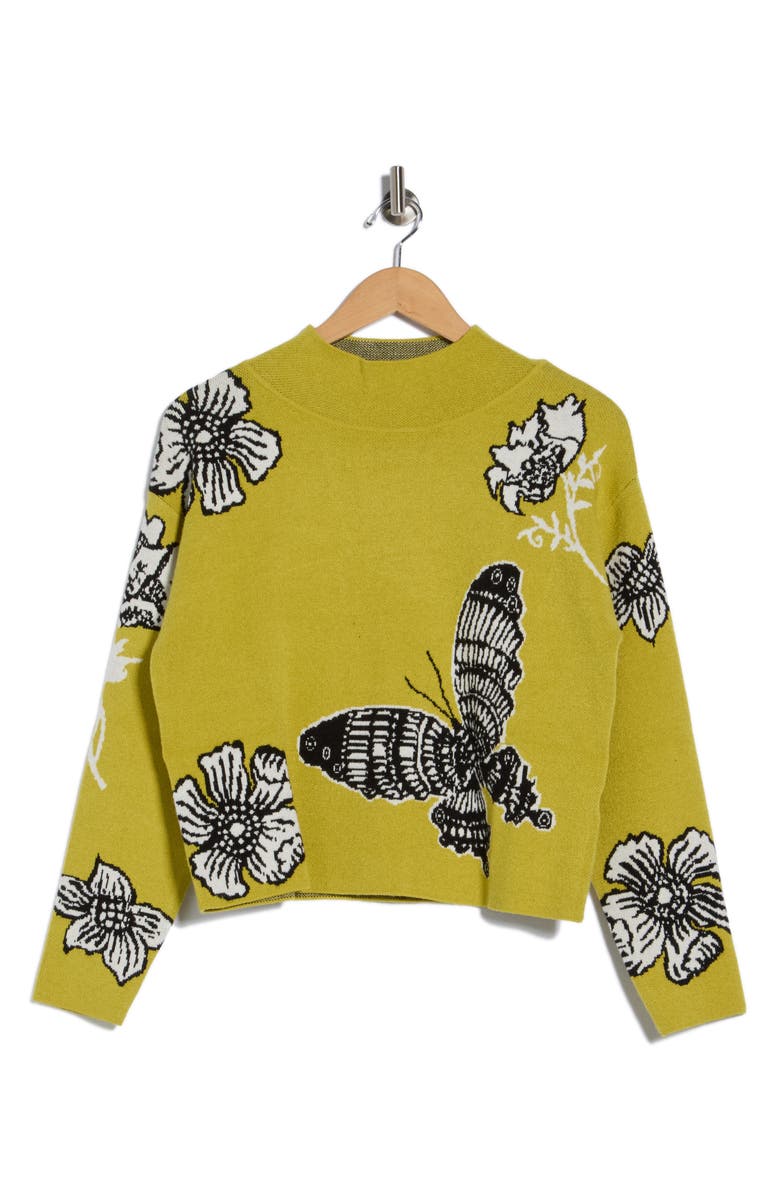 T Tahari Mock Neck Jacquard Sweater