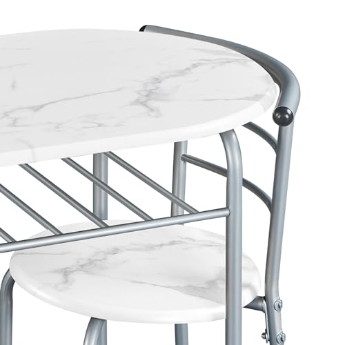 Amazon Yaheetech 3-Piece Dining Table Set, Breakfast Bistro Table Set for 2, Small Kitchen and Table Chairs Set of 2 with Metal Frame and Storage Rack for Small Space/Apartment/Dorm Room, White