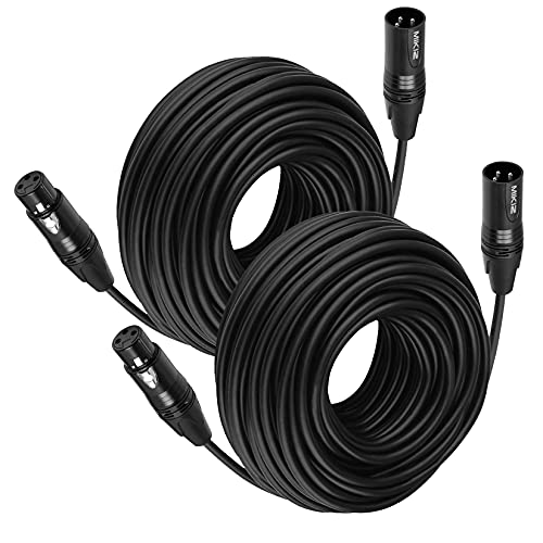 Amazon XLR Cables 50 Feet 2 Packs - Premium Balanced Microphone Mic Cord 3 Pin XLR Male to Female 50ft