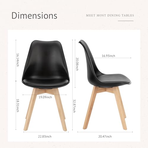 Amazon Sweetcrispy Dining Chairs Set of 4, Kitchen Room PU Leather Mid Century Modern Chairs, Upholstered Dining Chair with Wood Legs for Home Kitchen, Black