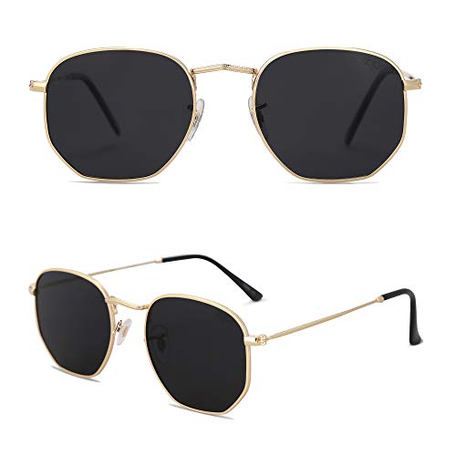 Amazon SOJOS Square Polarized Sunglasses for Women Men Small Hexagonal Polygon Shades SJ1072