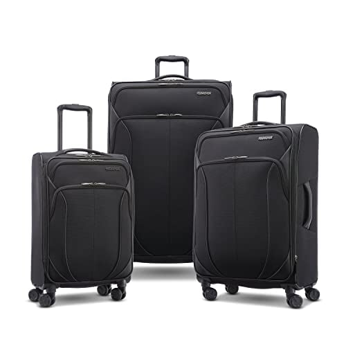 American Tourister 4 KIX 2.0 Softside Expandable Luggage with Spinners, Black, 3PC (CO/MED/LG)