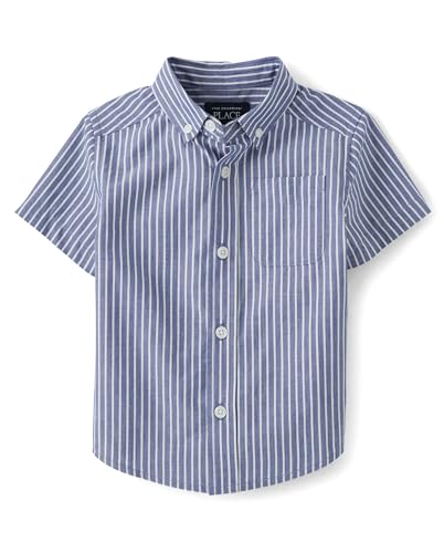 The Children's Place Baby Boy's and Toddler Poplin Short Sleeve Button Down Shirt