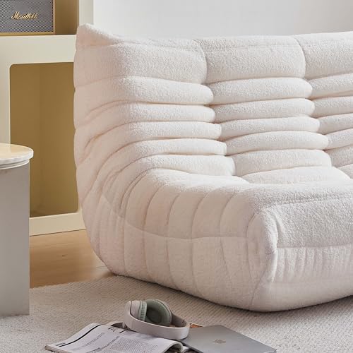 Amazon Bean Bag Chair for Adults, Oversized Loveseat Fireside Chair Comfy Lazy Floor Sofa, 2 Seater Lazy Sofa Couch Memory Foam Bean Bag for Living Room, Bedroom Apartment Office (Beige)