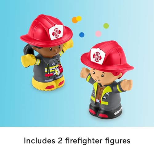 Fisher-Price Little People Toddler Toy Fire Truck Musical Push-Along Vehicle with 2 Figures for Pretend Play Ages 1+ Years