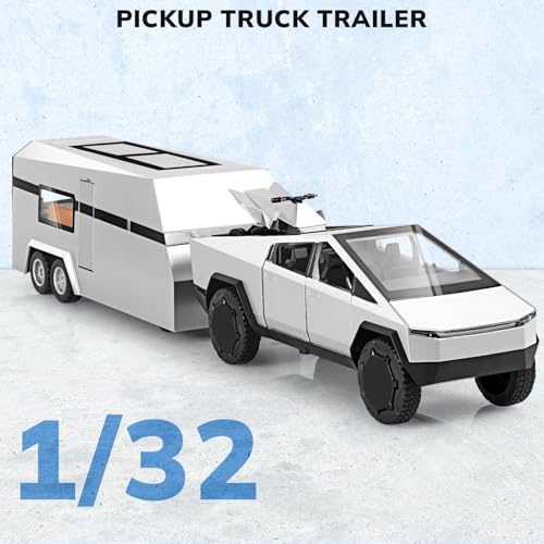 Amazon Truck and Trailer Toys for Boys 1/32 Diecast Truck and Trailer Model Kit,Toy Truck and Trailer Set with Sound and Light,Pull Back Toy Truck with Trailer,Toy Trucks for Boys Age 4-7(Silver)