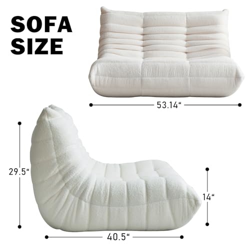 Amazon Bean Bag Chair for Adults, Oversized Loveseat Fireside Chair Comfy Lazy Floor Sofa, 2 Seater Lazy Sofa Couch Memory Foam Bean Bag for Living Room, Bedroom Apartment Office (Beige)