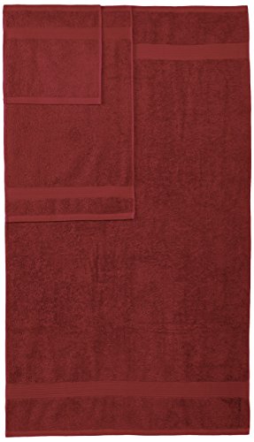 Amazon Amazon Basics Soft Bath Towels set , Absorbent Fade Resistant 100% Cotton washcloths 6 Pieces (12" x 12"), Perfect face towels, fingertip towels, Crimson