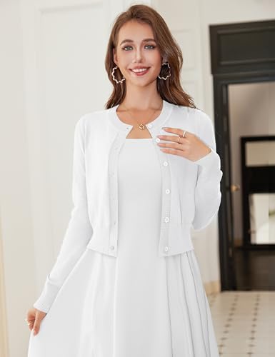 Amazon LETDIOSTO Cropped Cardigan Bolero Shrug for Women, Button Down Long Sleeve Knit Sweater for Dresses,for Jeans, S to XL