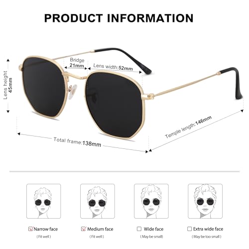 Amazon SOJOS Square Polarized Sunglasses for Women Men Small Hexagonal Polygon Shades SJ1072