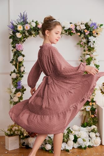 GRACE KARIN Girls Long Sleeve Dress A-line Flowy Maxi Dresses for Girls 5-14 Years