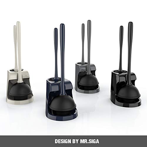 Amazon MR.SIGA Toilet Plunger and Bowl Brush Combo for Bathroom Cleaning, Black, 1 Set