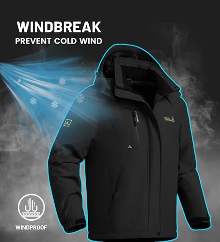 Ski Jacket for Men Waterproof Warm Winter Snow Coat for Hiking