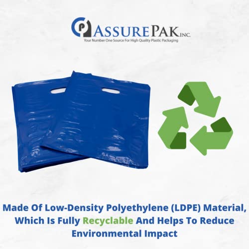 Amazon LDPE Die Cut Merchandies Bags - 12"x15" - 500 Bags - 1.5 mil - Blue - 1215DCBLUE - AssurePak