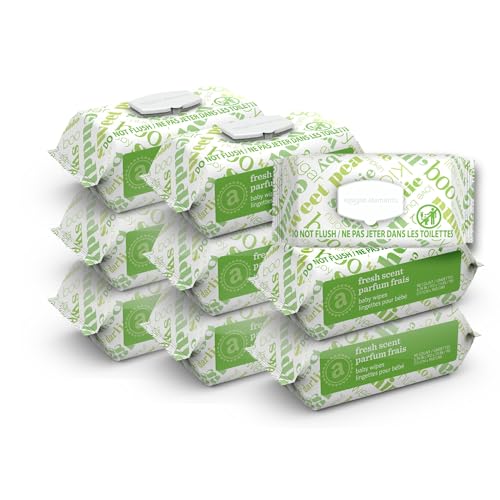 Amazon Amazon Elements Baby Wipes, Fresh, Flip-Top Packs, 810 Count, 9 Packs of 90 Counts